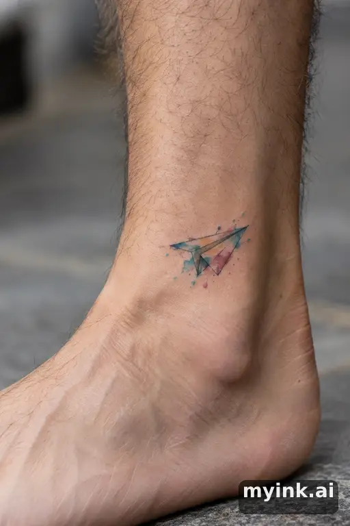 Paper plane — Watercolor Small Tattoo reference image