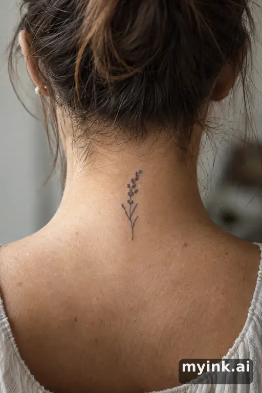 Sprig of lavender — Fine Line Small Tattoo reference image
