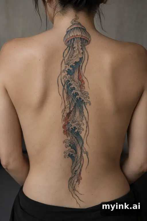 Jellyfish — Japanese Spine Tattoo reference image