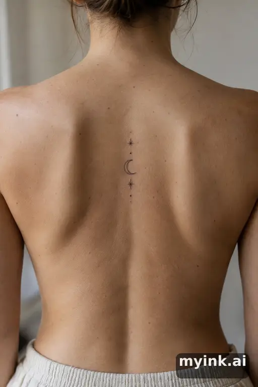 Crescent moon with stars — Minimalist Moon Tattoo reference image