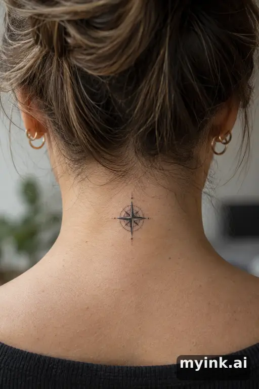 Tiny compass — Fine Line Tattoo reference image