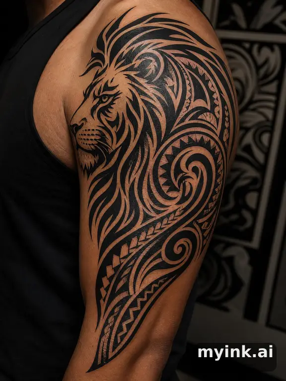 Majestic lion — Tribal Tattoo Design reference image