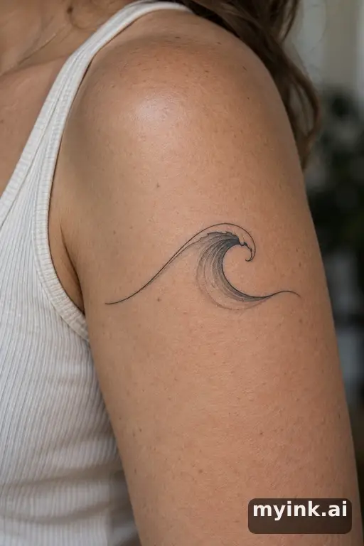 Single-line wave — Realistic Tattoo for Women reference image