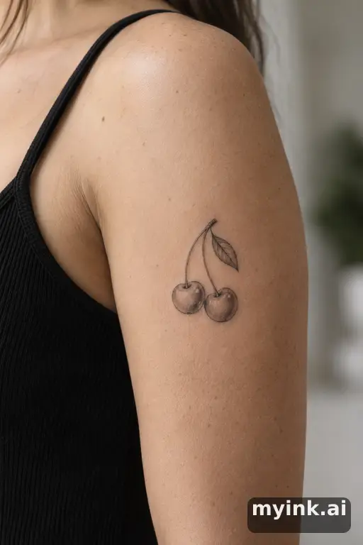 Cherry pair — Fine Line Tattoo reference image