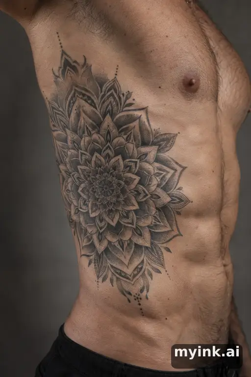 Mandala — Realistic Rib Tattoo reference image