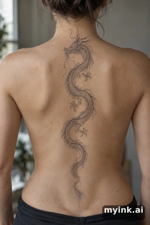 Dragon — Fine Line Tattoo for Women reference image