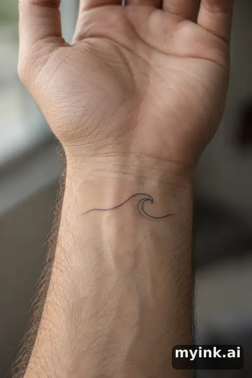 Single-line wave — Fine Line Tattoo reference image