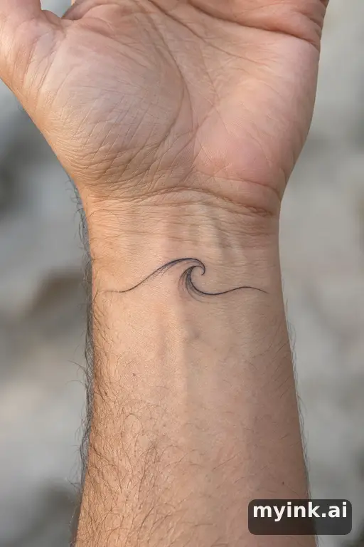 Single-line wave — Fine Line Tattoo reference image