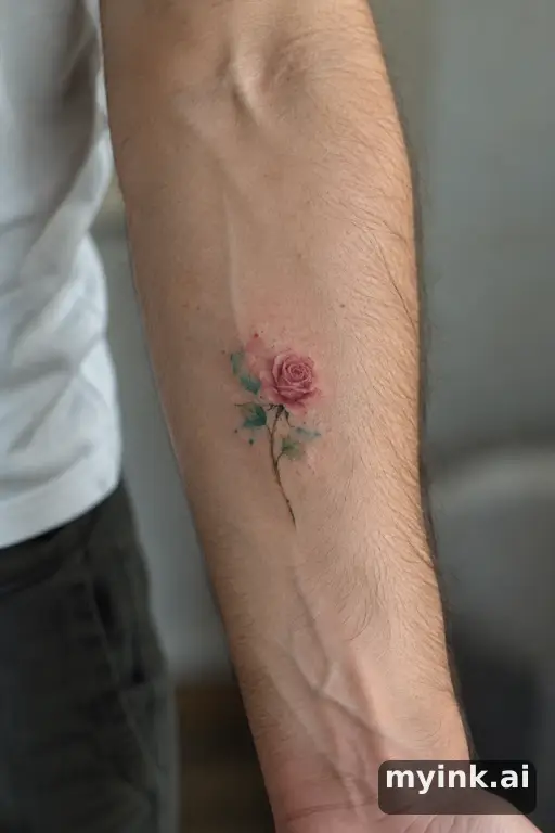 Tiny rose — Watercolor Small Tattoo reference image