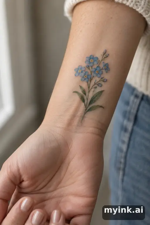 Forget-me-not flowers — Realistic Memorial Tattoo reference image