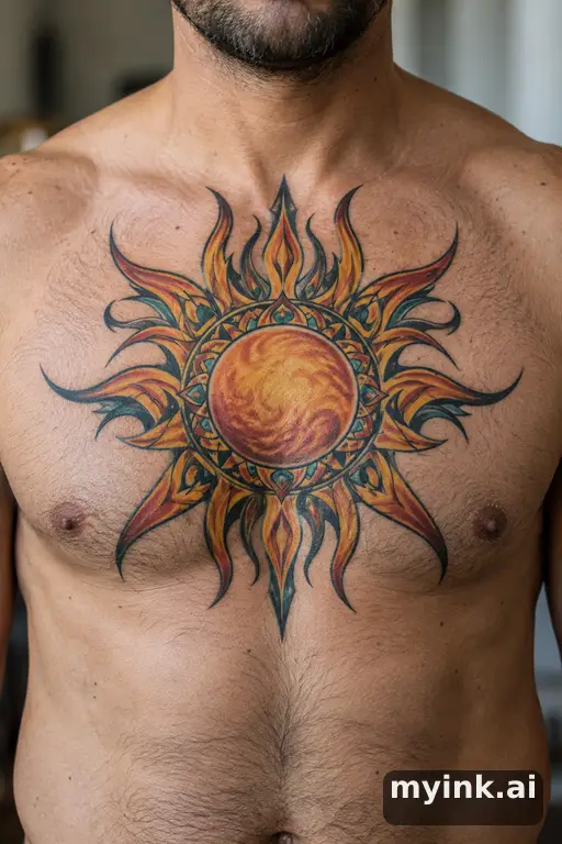 Tribal sun β Neo-Traditional Sun Tattoo reference image