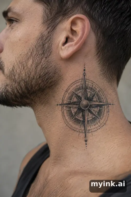 Compass rose β Dotwork Masculine Tattoo reference image