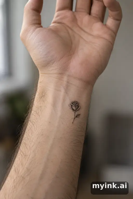 Tiny rose — Dotwork Wrist Tattoo reference image
