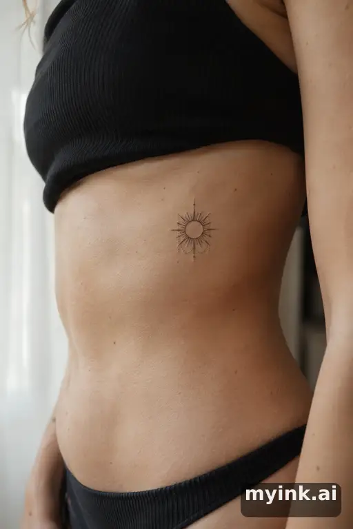Tiny sun — Geometric Small Tattoo reference image