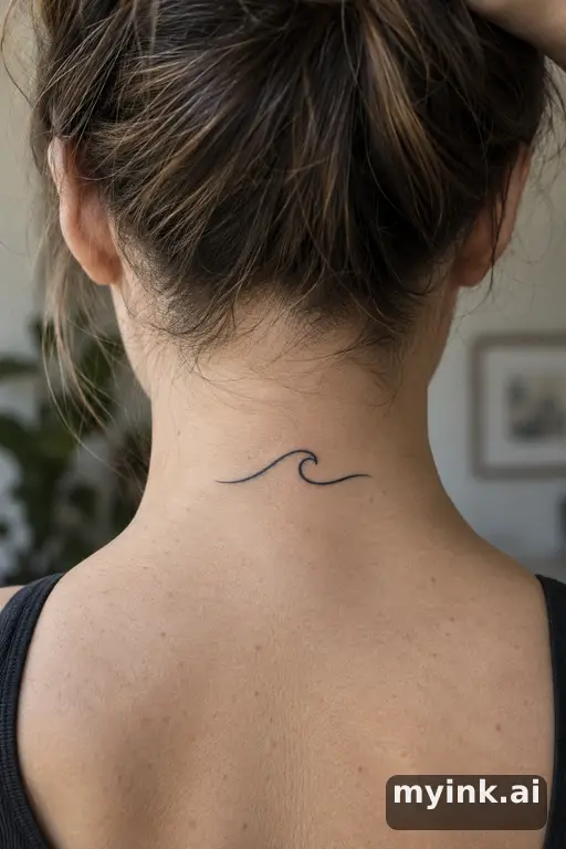 Single-line wave — Blackwork Small Tattoo reference image