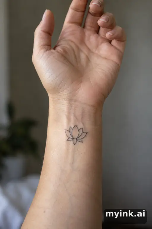 Lotus flower — Minimalist Wrist Tattoo reference image