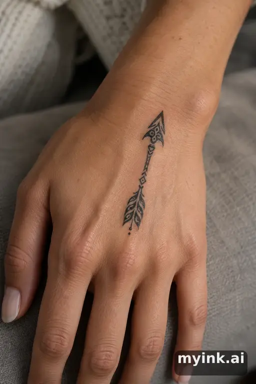 Small arrow — Tribal Hand Tattoo reference image