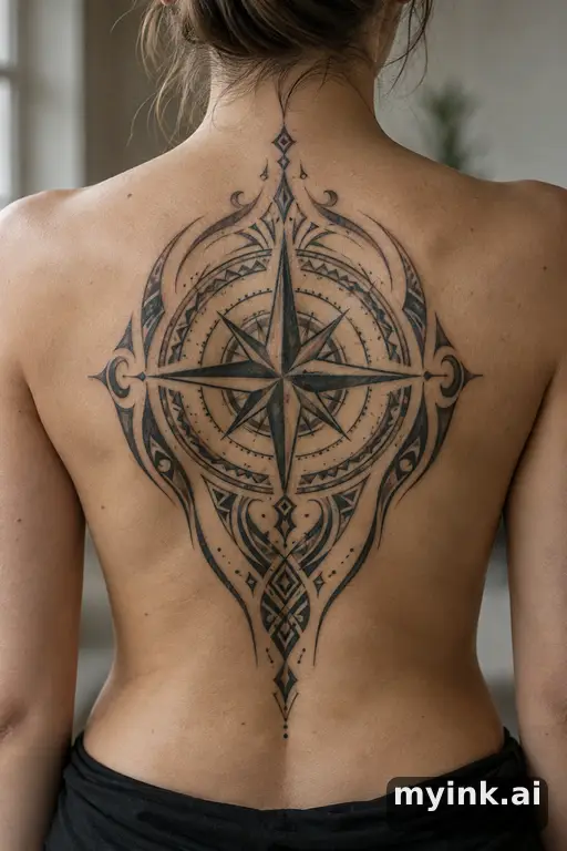 Geometric compass β Tribal Compass Tattoo reference image