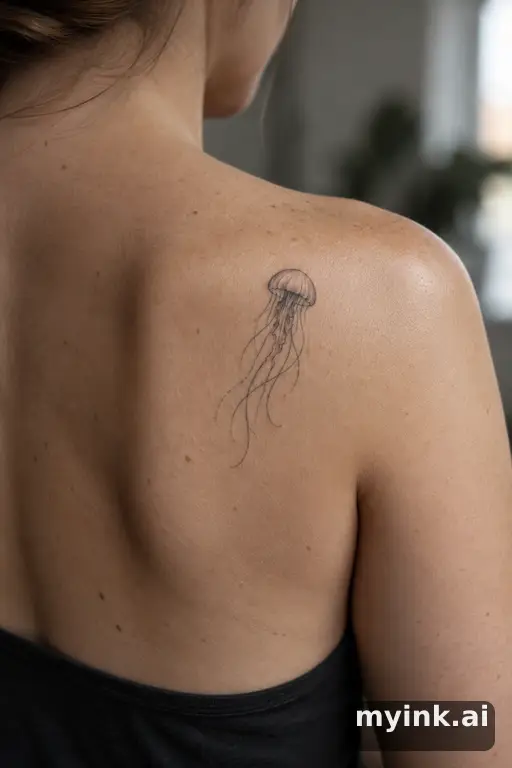 Jellyfish β Minimalist Tattoo for Women reference image