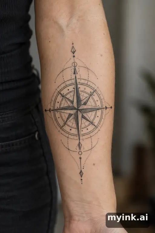 Compass rose β Geometric Compass Tattoo reference image