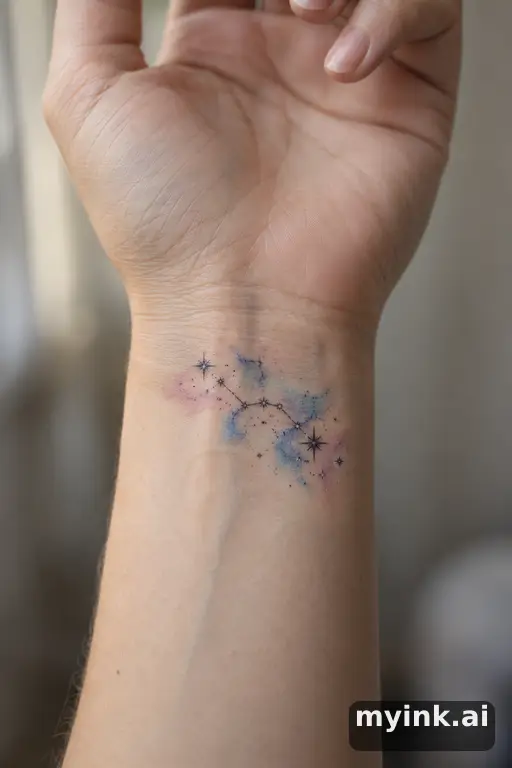 Star constellation — Watercolor Wrist Tattoo reference image