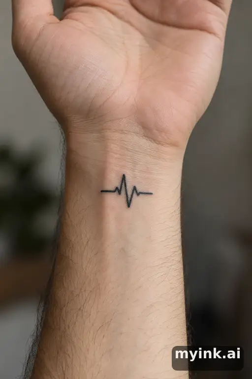 Heartbeat line — Blackwork Wrist Tattoo reference image