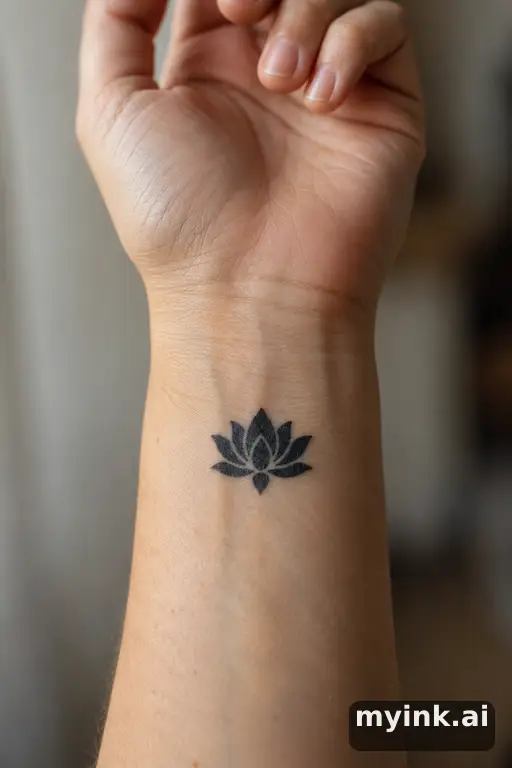 Lotus flower — Blackwork Wrist Tattoo reference image
