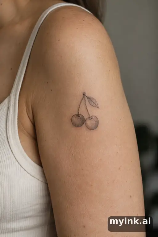 Cherry pair — Fine Line Tattoo reference image