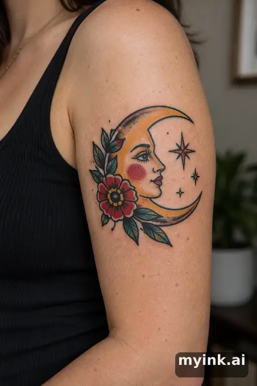 Crescent moon β Traditional Tattoo for Women reference image