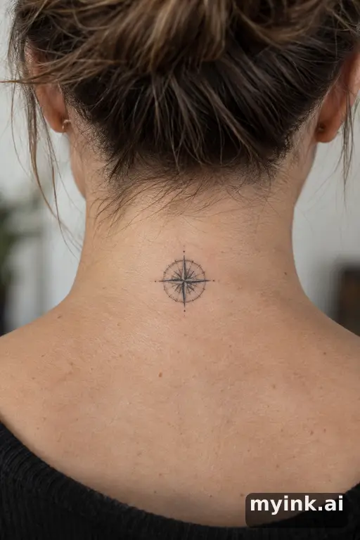 Tiny compass — Fine Line Tattoo reference image
