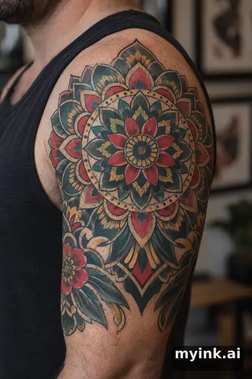 Mandala β Traditional Masculine Tattoo reference image