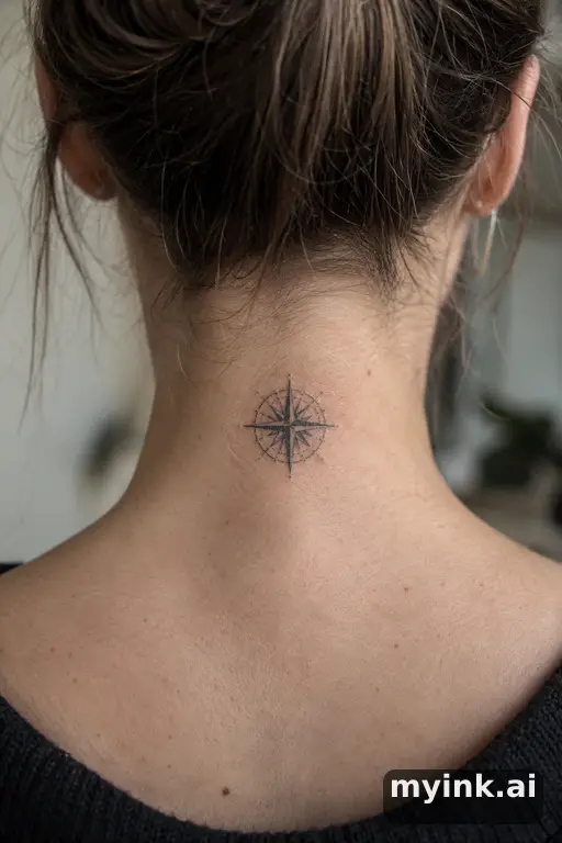 Tiny compass — Fine Line Tattoo reference image
