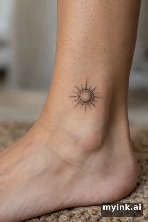 Small fine-line sun β Realistic Sun Tattoo reference image
