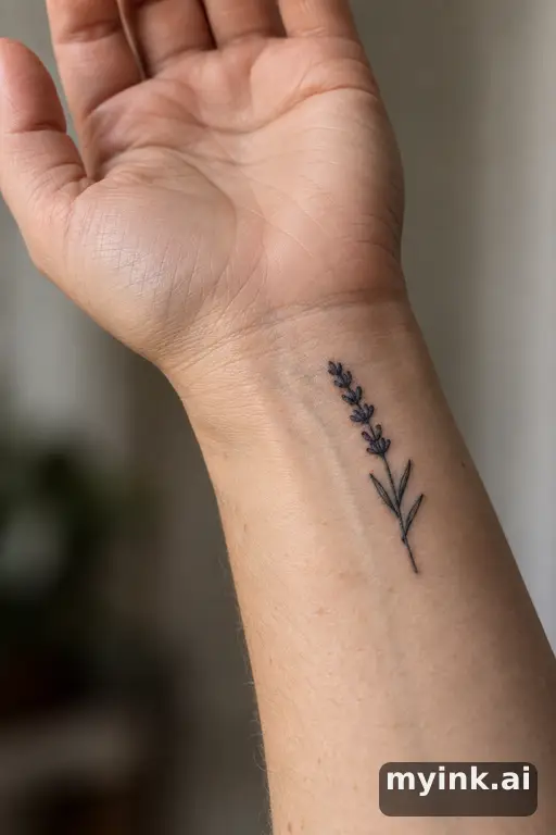 Sprig of lavender — Blackwork Small Tattoo reference image