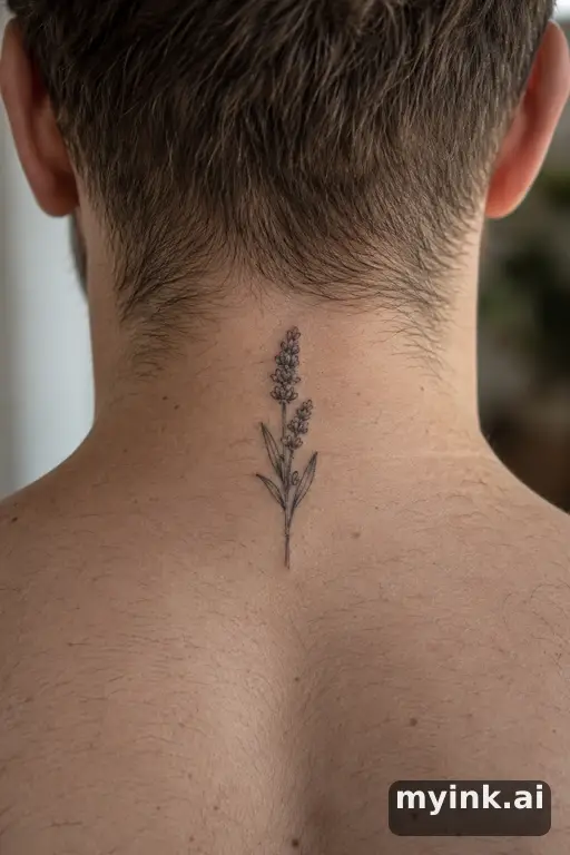 Sprig of lavender — Dotwork Small Tattoo reference image