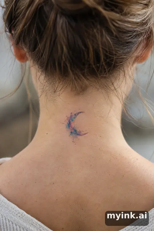 Crescent moon — Watercolor Small Tattoo reference image