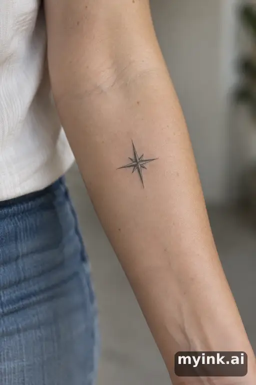 Compass rose β Minimalist Compass Tattoo reference image