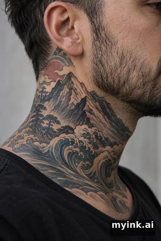 Mountain landscape — Japanese Masculine Tattoo reference image