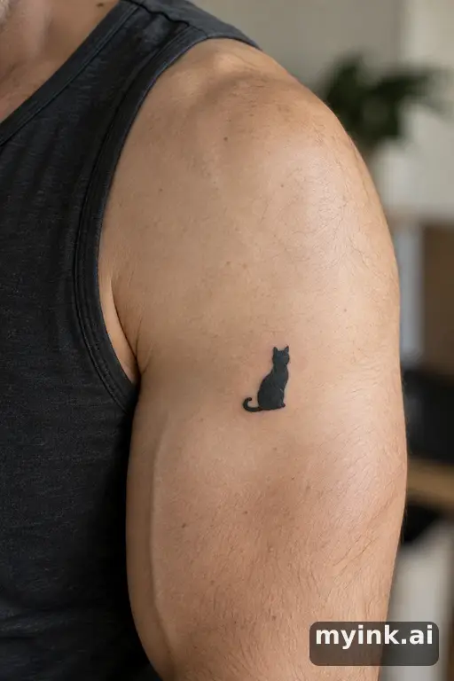 Tiny cat silhouette — Blackwork Small Tattoo reference image