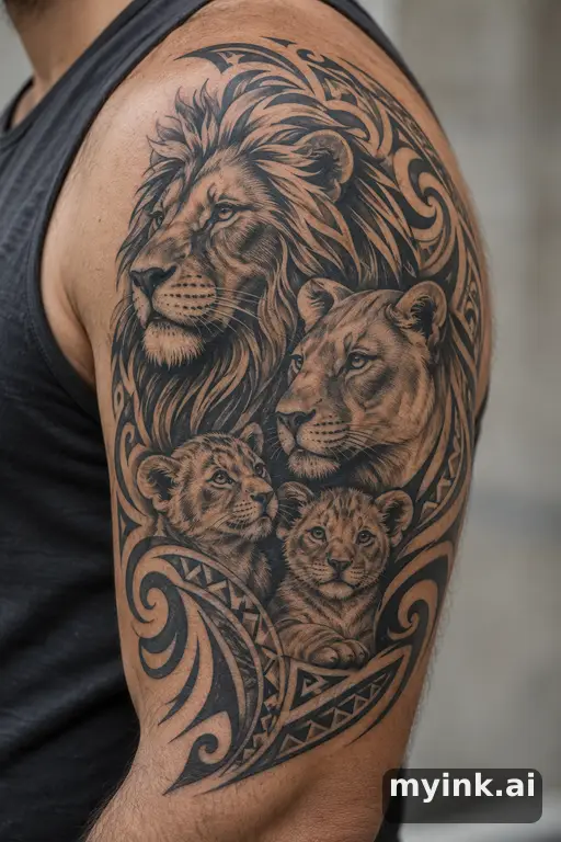 Lion family — Tribal Family Tattoo reference image