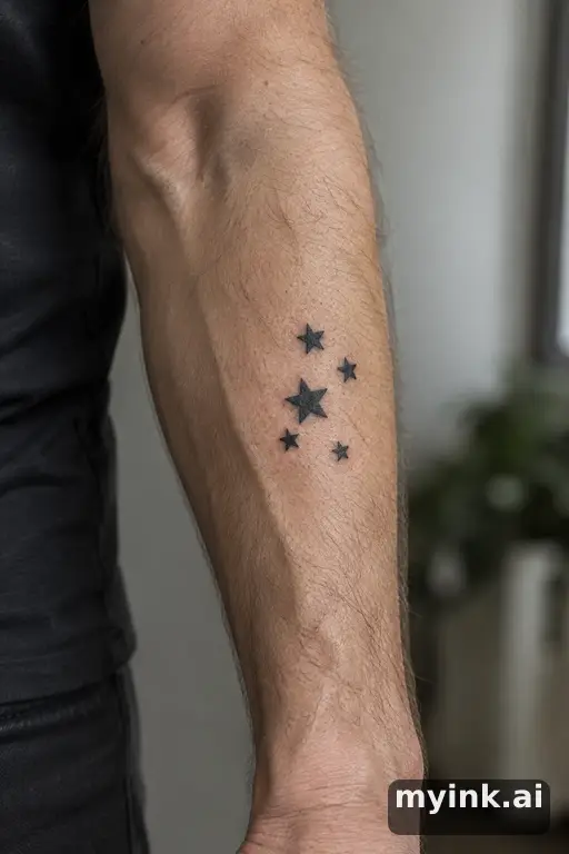 Little star cluster — Blackwork Forearm Tattoo reference image