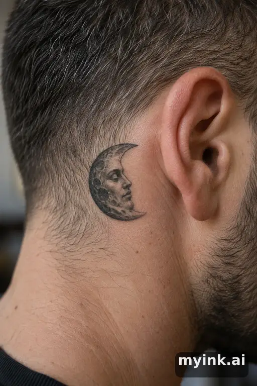 Moon with a face — Realistic Moon Tattoo reference image