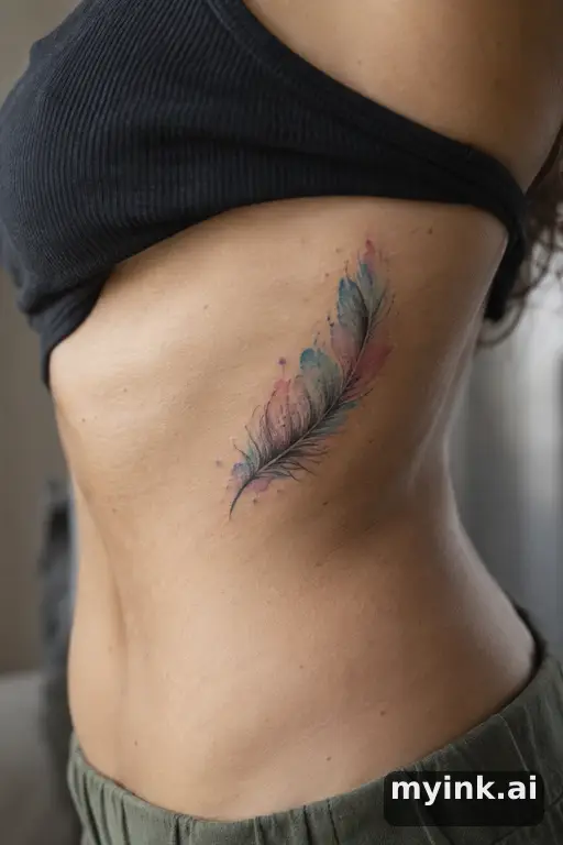 Small feather — Watercolor Tattoo for Women reference image