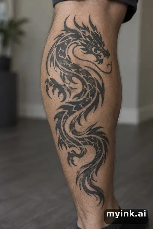 Dragon tattoo idea: Dragon — Tribal Masculine Tattoo reference image