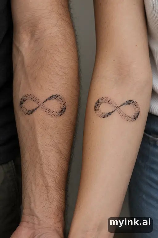 Matching infinity symbols — Dotwork Matching Tattoo reference image