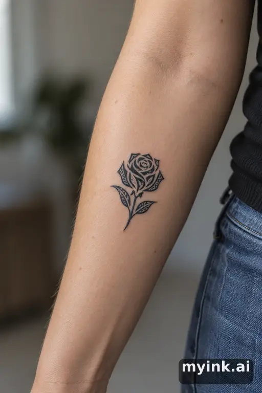 Tiny rose — Tribal Forearm Tattoo reference image