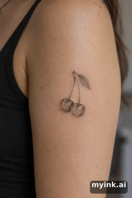Cherry pair — Fine Line Tattoo reference image