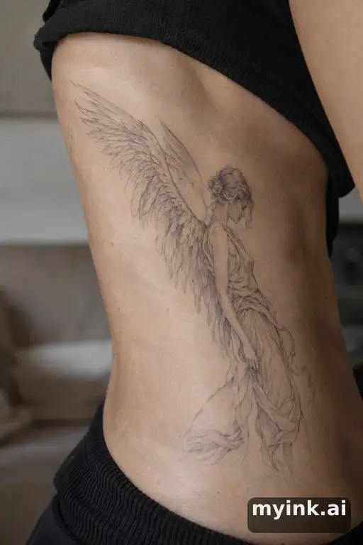 Angel with wings — Fine Line Tattoo for Women reference image