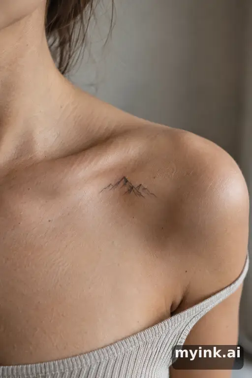 Tiny mountain outline — Fine Line Small Tattoo reference image