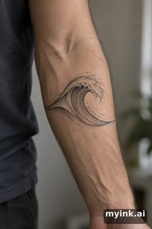 Single-line wave — Dotwork Forearm Tattoo reference image